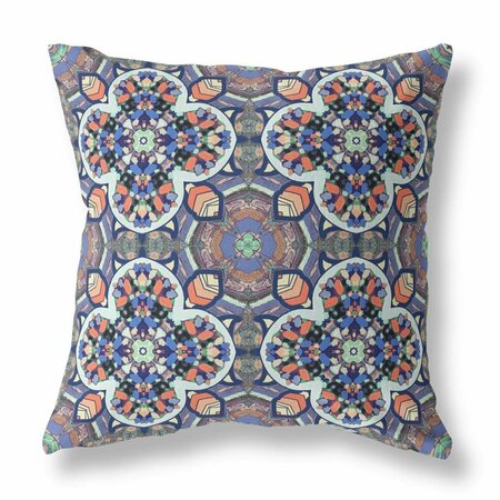 PALACEDESIGNS 16 in. Cloverleaf Indoor & Outdoor Throw Pillow Gray Blue & Orange PA3093761